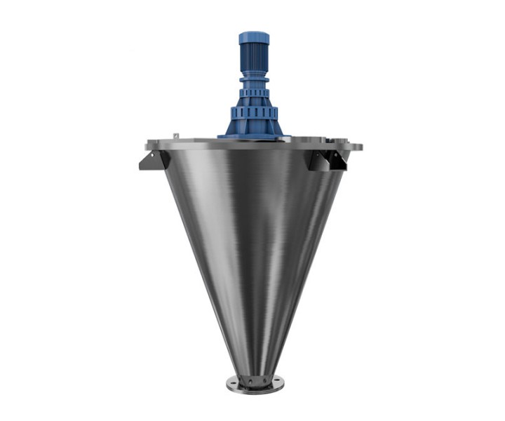 Single cone double screw mixer