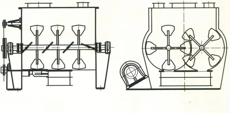 What is the structure of a twin shaft paddle mixer? 