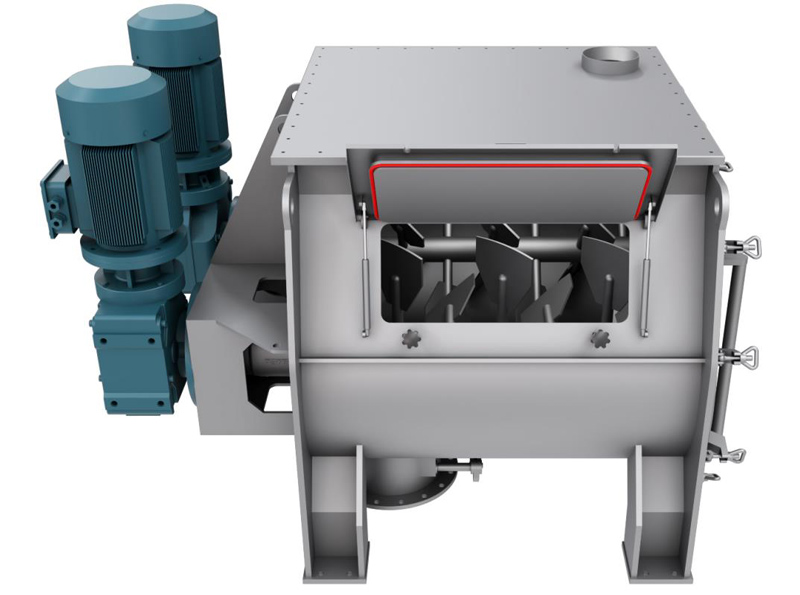 What is the structure of a twin shaft paddle mixer? 