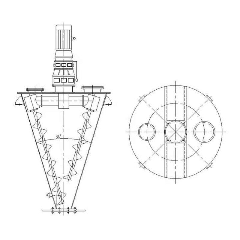 What is the structure of single cone double screw mixer?