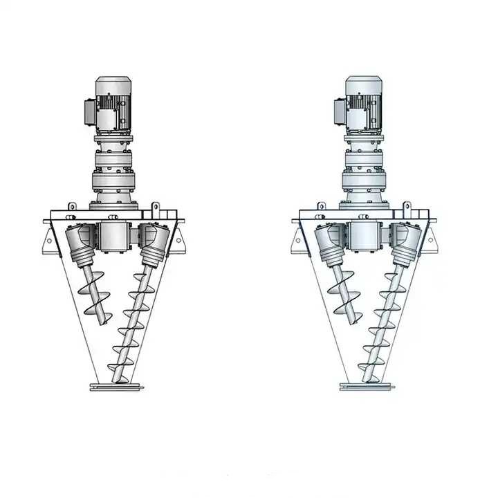 What is the structure of single cone double screw mixer?