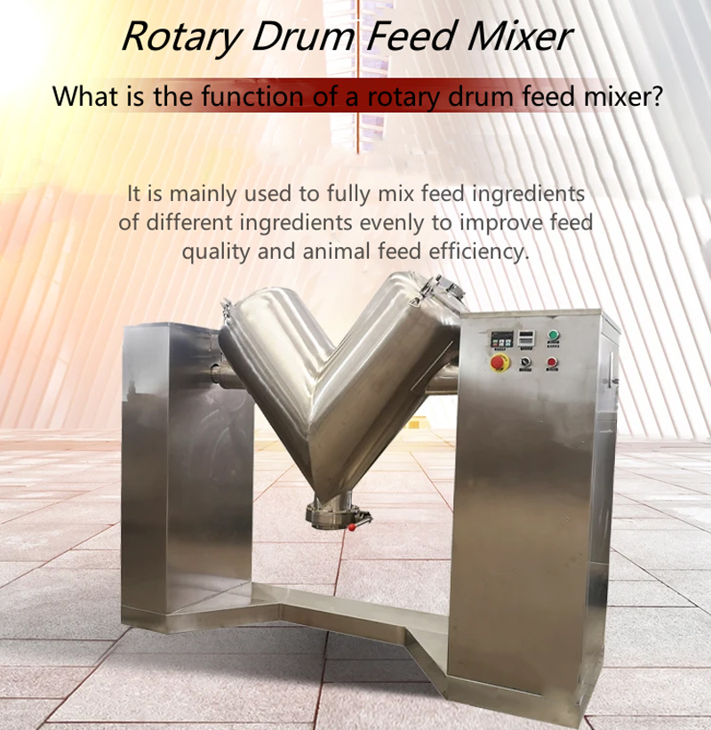 What is the function of a rotary drum feed mixer? 