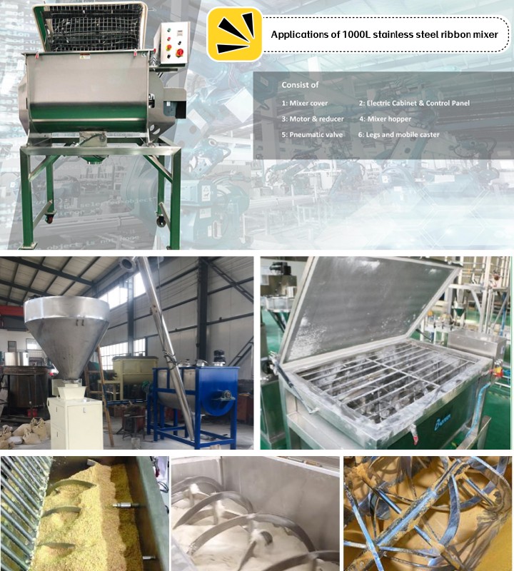 1000L stainless steel ribbon mixer