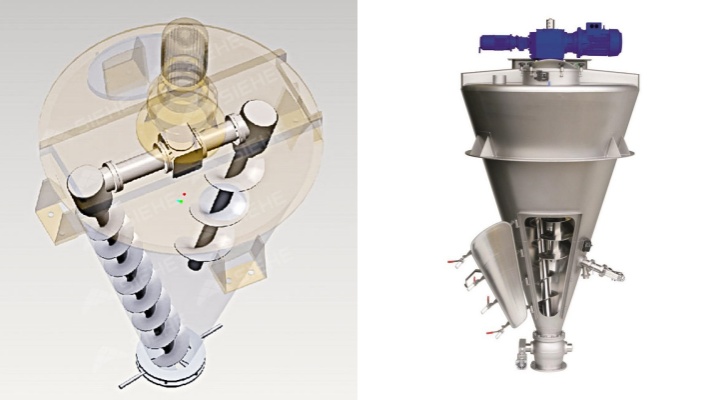 Screw mixer for mixing different materials